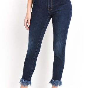 Dark blue fringe skinny jeans